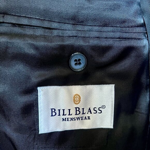 Bill Blass Black Harvard Sports Coat Blazer 100% Wool Gold Bttn Vintage NWT 38R - Picture 11 of 16